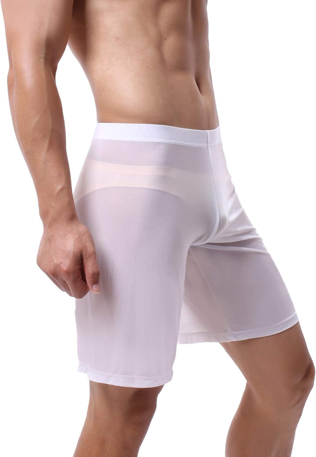 Evankin Men's See Through Shorts Mesh Loose Shorts Lounge Underwear Cover up Boxer Trunks - Image 3