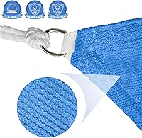 Vista 3 de E&K Sunrise - Toldo parasol triangular de 24 x 24 x 24 pies, bloqueo UV, para pérgola, patio, jardín, al aire libre (azul)