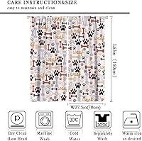 Vista 136 de Cortinas opacas con estampado de patas de perro, estampado de patas de perro y huesos, tratamiento de ventana, cortinas con aislamiento térmico