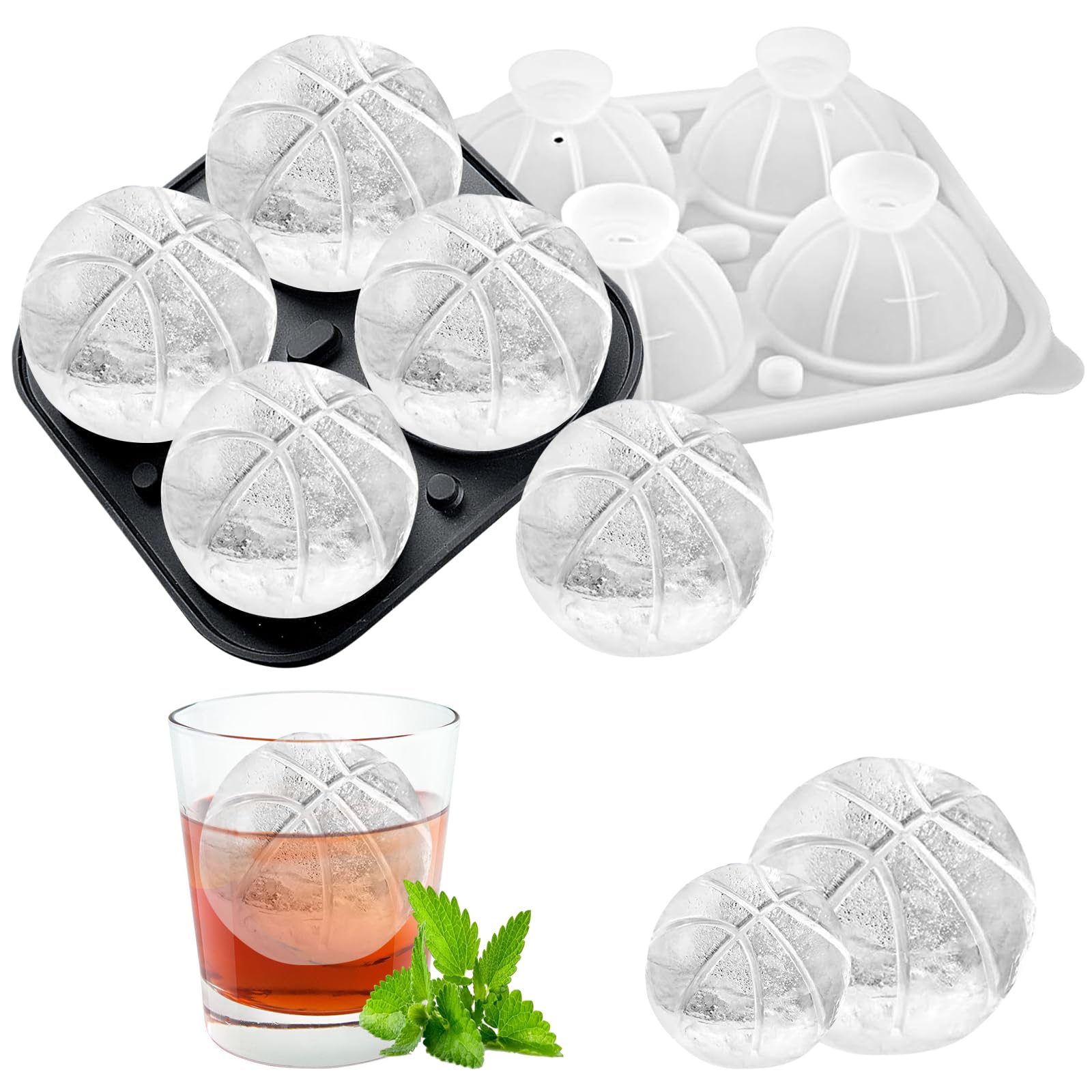 Eiswürfelbehälter Rund Groß BPA Frei für Whisky Cocktails Eiswürfelform Silikon 5,5cm