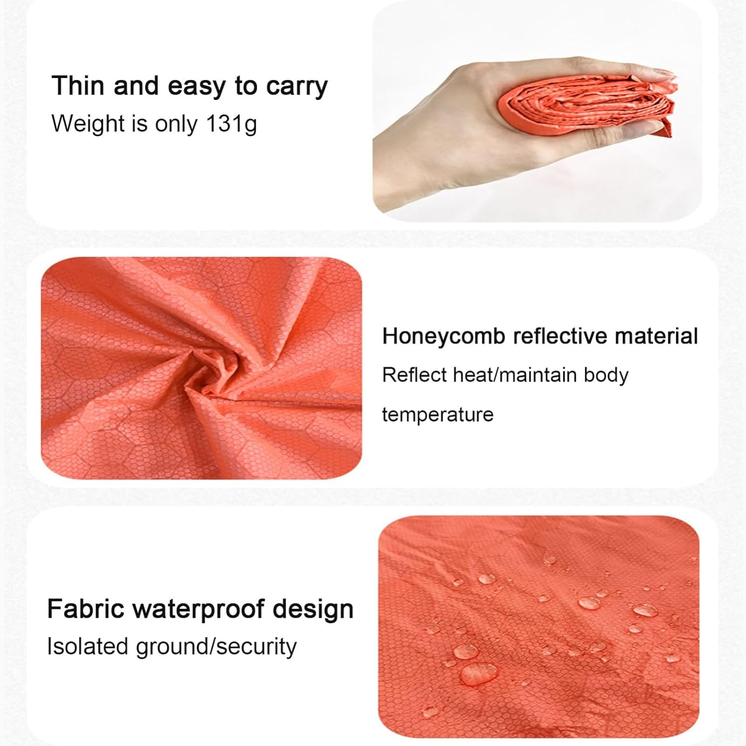 Portable Emergency Sleeping Bag, Lightweight Thermal Survival Bag Thick Tent Blanket for Adults 4 Season Camping Hiking Outdoor(D)