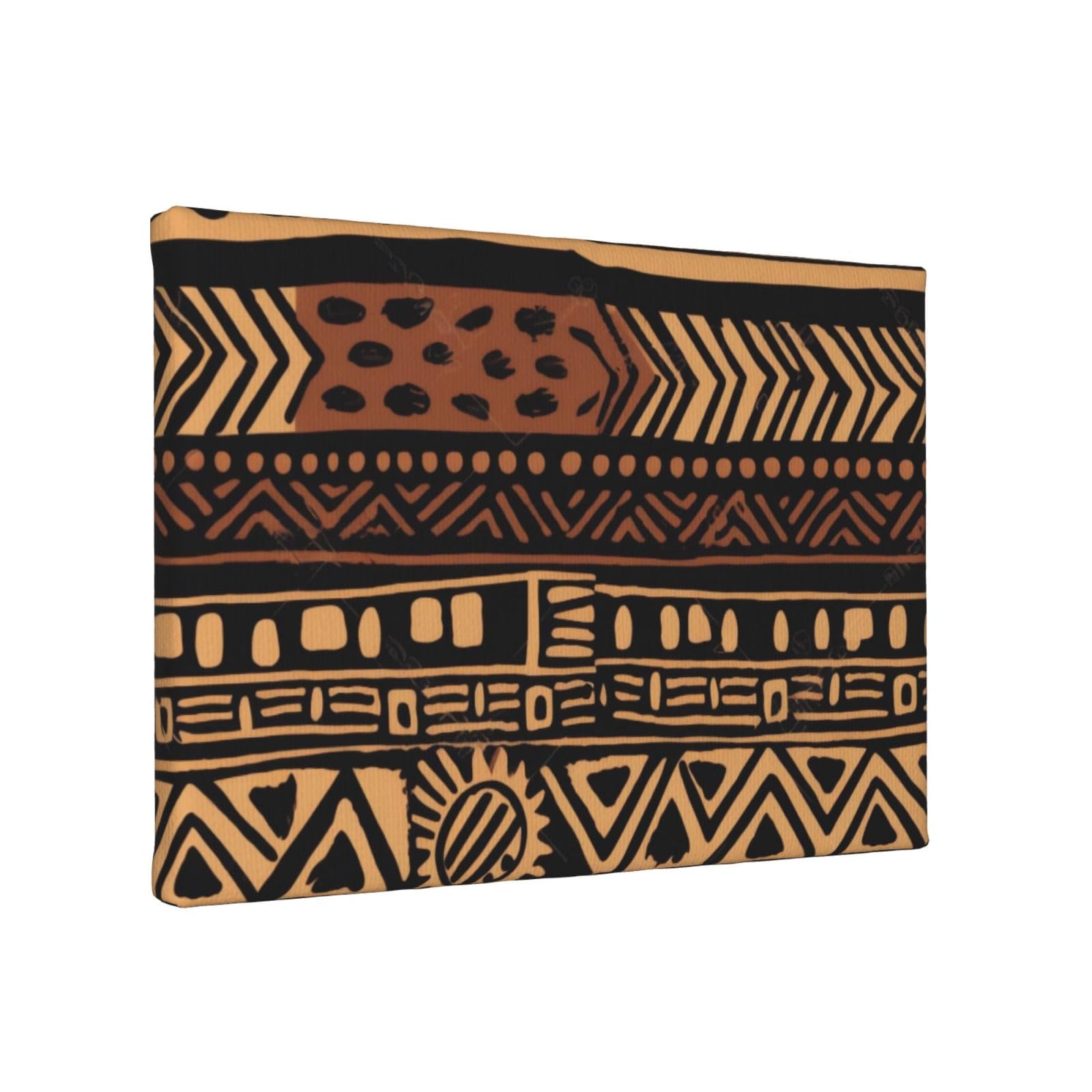 YKLJG African Mud Cloth Tribal 1 Printed Wall Art Canvas Painting 30x20 CM Wooden Framed Picture Painting Artwork Prints for Bedroom Kitchen Home Office Decor