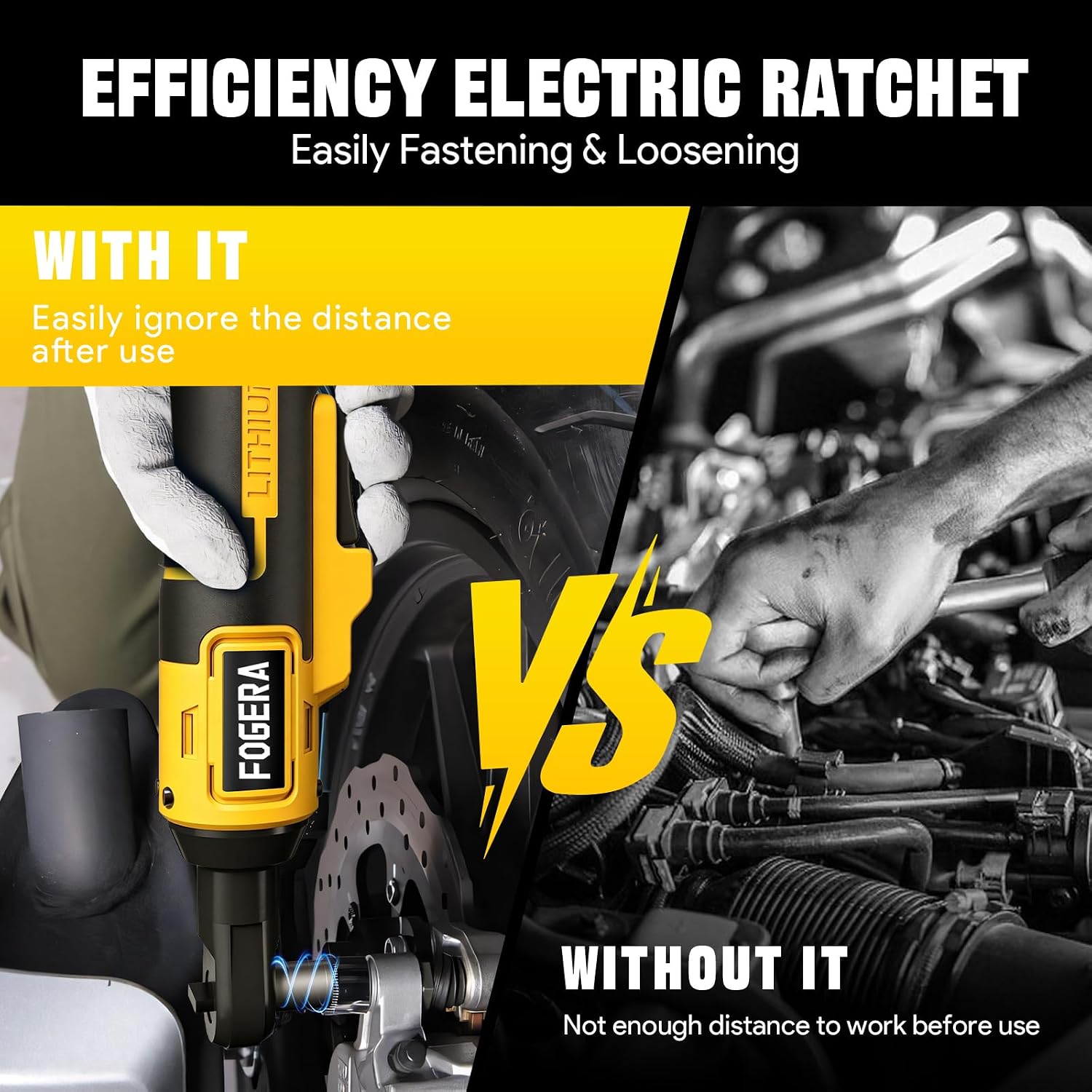 3/8" Cordless Ratchet Wrench Compatible with DEWALT 20V MAX Battery | (Battery Not Included), 74Ft-Lbs (100N.m) Electric Ratchet, Brushless Motor, Variable Speed, with 7 Sockets, 1/4" Adapters