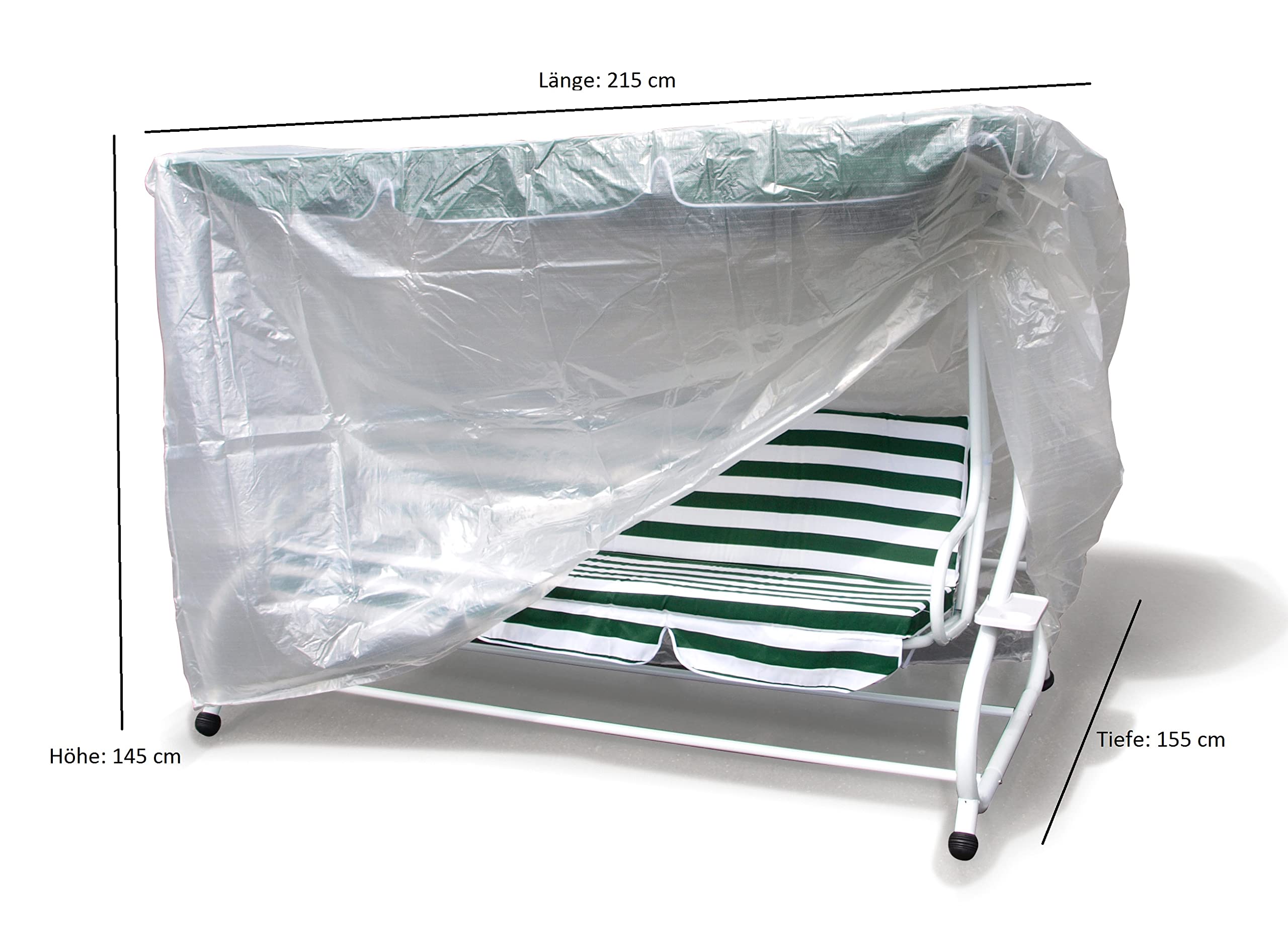 DEGAMO Abdeckhaube für Hollywoodschaukel 215x155x145cm, PE transparent