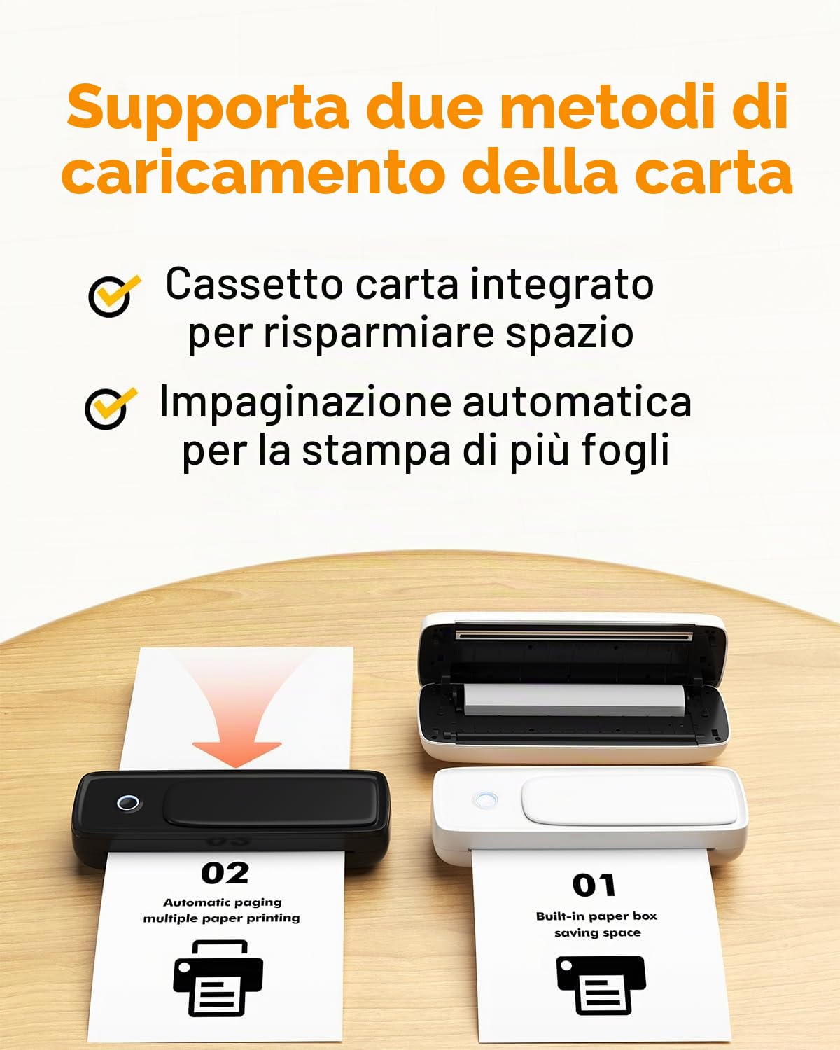 Bisofice - A81 Stampante Termica Portatile A4, Stampante Bluetooth per Cellulare e Computer, Stampante portatile da viaggio, Supporto 2''/3''/4'' Carta, per Ufficio, Viaggi, Studio, Casa, Nero