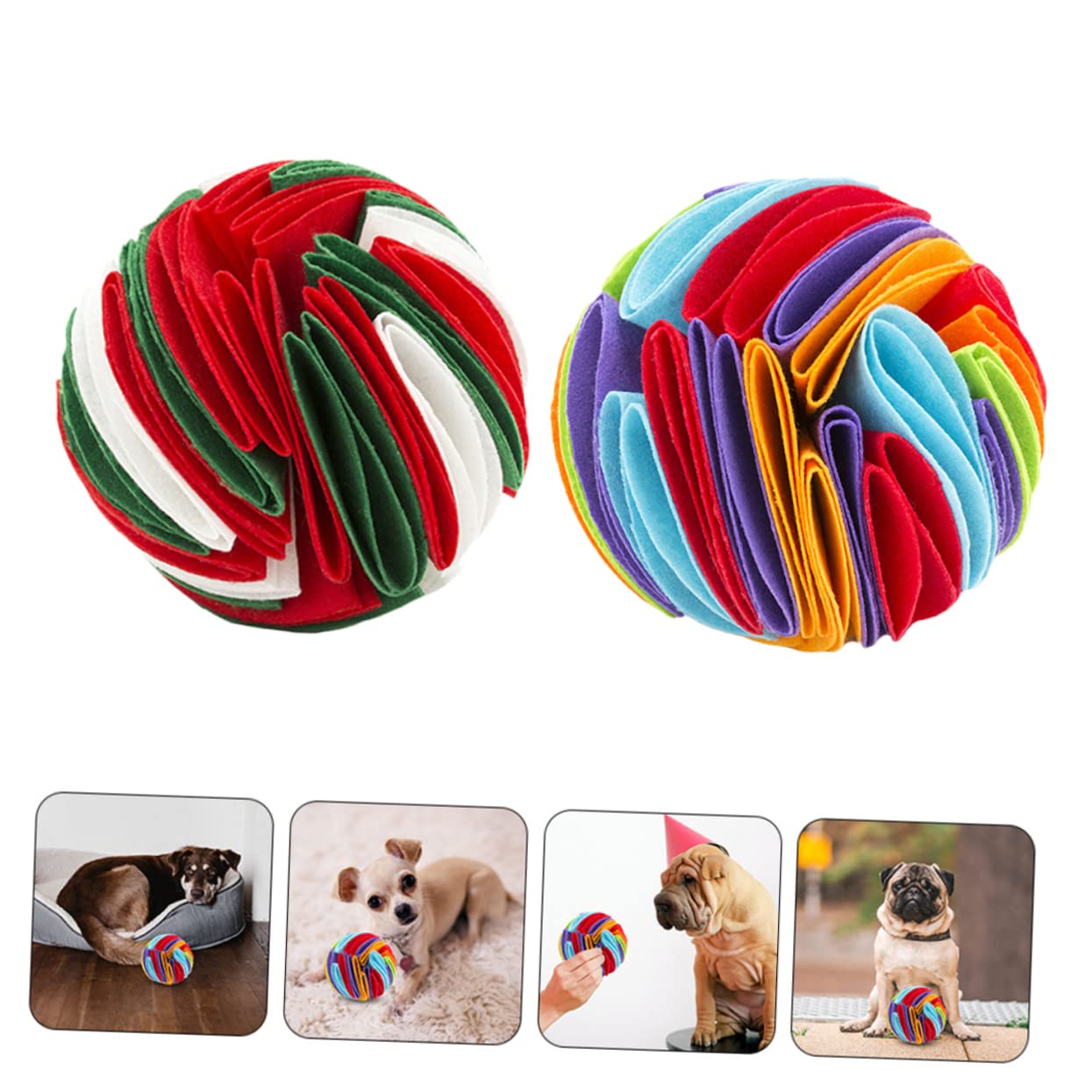 FRCOLOR 4stücke Hundeschnüffelbälle Aus Filz Leckereien Verstecken Langsames Fressen Fördern Für Welpen Und Kleine Hunde Um Stress Abzubauen Sinne Zu Schärfen