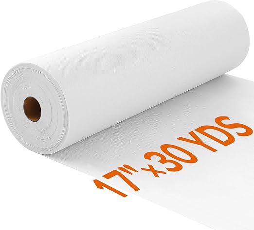 ZOMONETI Light Weight 17in x 30yd White Iron On Non-Woven Fusible Interfacing, Single-Sided Polyester Fabric for DIY Craft Supplies, Quilting, Sewing, Shirt Plackets, Dresses, Collars, Cuffs