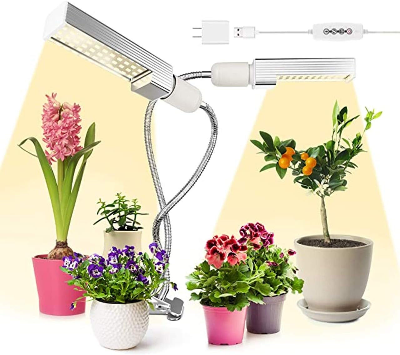 EMMINCK LED Grow Lights Full Spectrum Plant Lamp with Auto OnOff Timing Function and 360deg Gooseneck 10 Lighting Levels and 4 Dimming Modes Black Grow Light with 1 Head