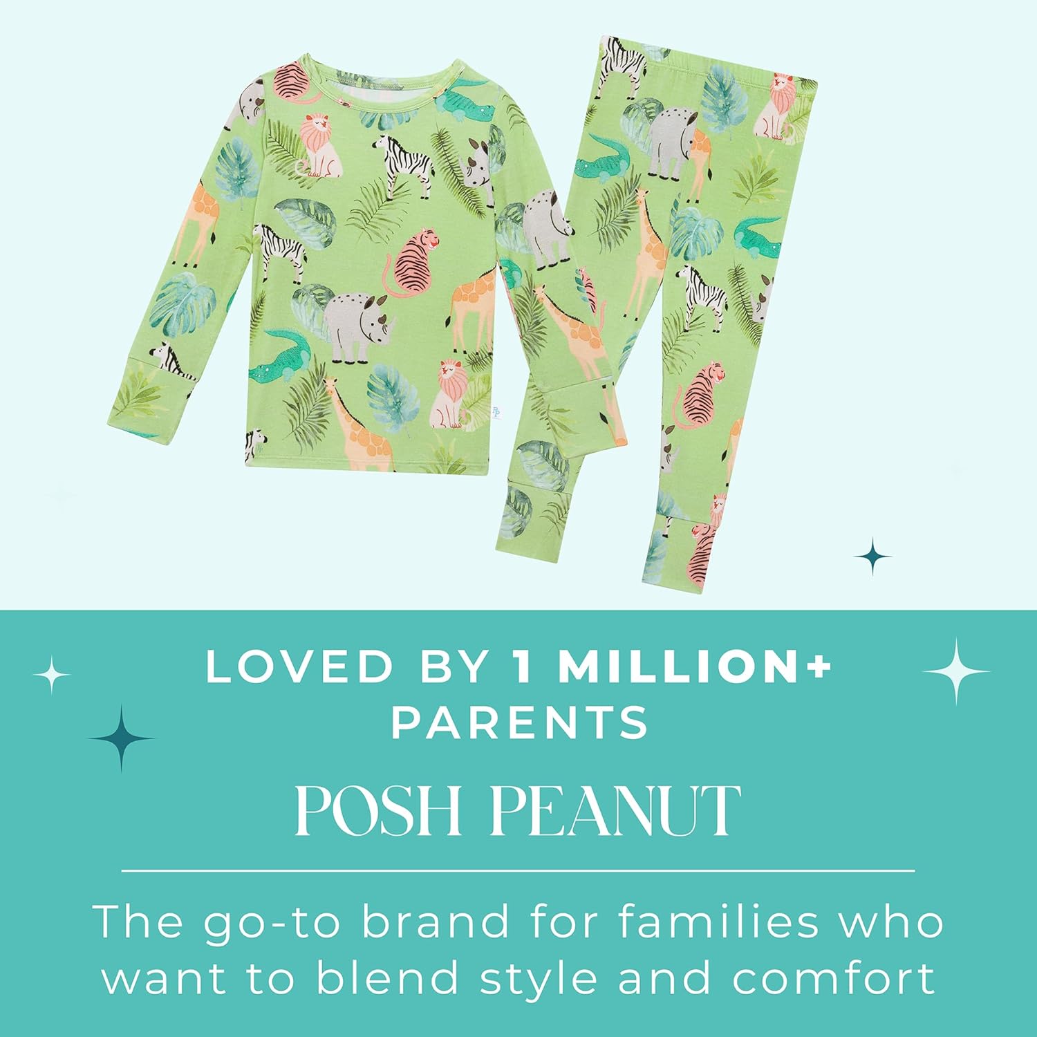 Posh Peanut Boys Pajamas - PJs for Kids Made of Soft Viscose from Bamboo, Long Sleeve Toddler PJs & Matching Boys Pajama Sets (10-12 Years) Safari Animals - Image 5