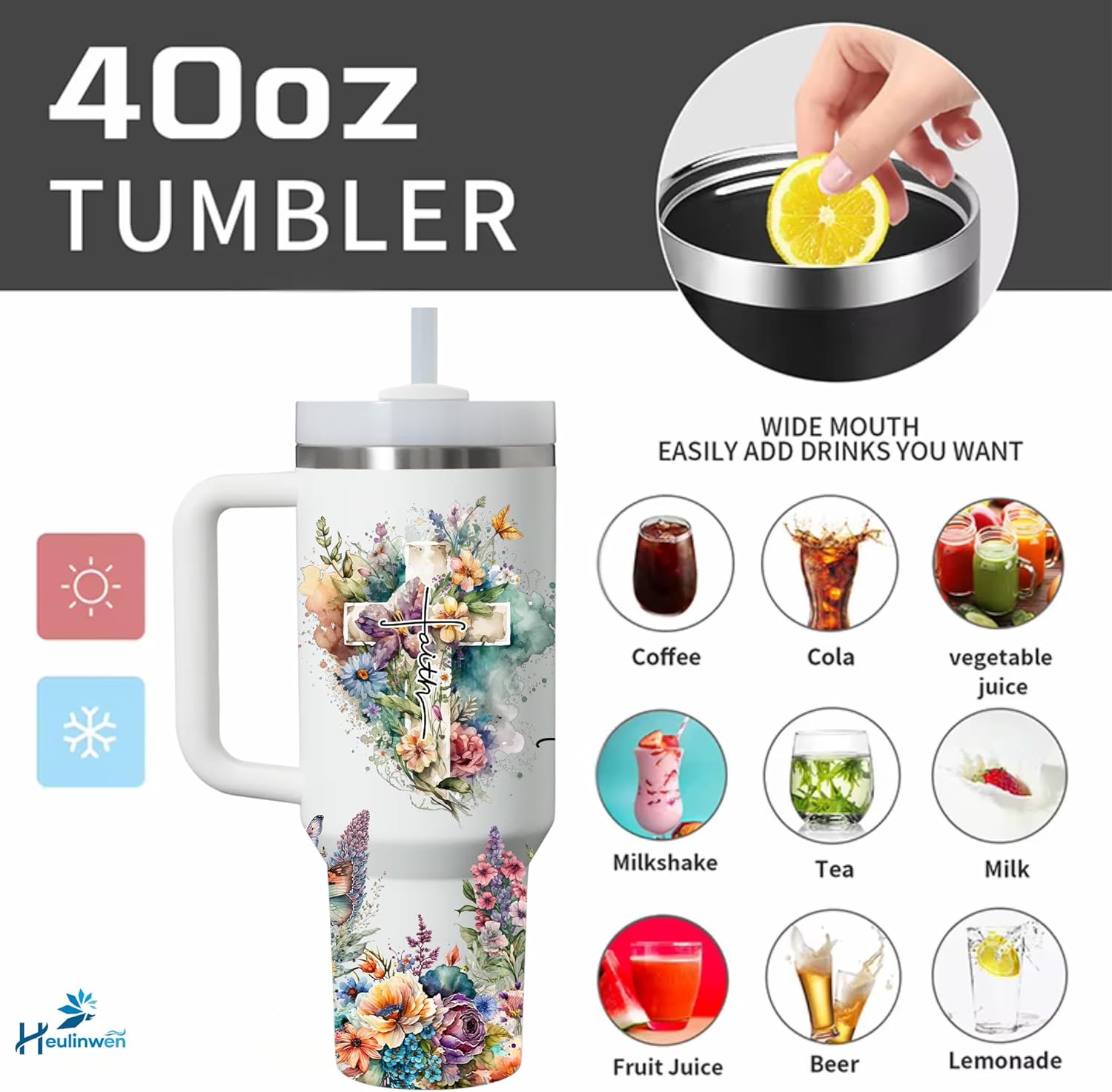 Christian Gifts for Women Tumbler 40Oz With Handle & Straw - Faith Gift Bible Spiritual Woman- Encouragement Inspirational for Women - Religious Birthday, Christmas for Mom, Sister, Daughter, Friends - Image 6