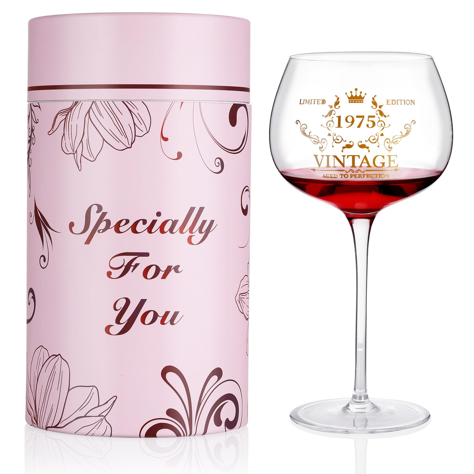 Hejo Calice Vino Personalizzato,Vintage Bicchiere Personalizzato per Regalo 50 Anni Uomo,Calici Vino per 50 Anni Compleanno Donna,Calici Personalizzati per Giorno di Commemorazione,Anniversario,Festa