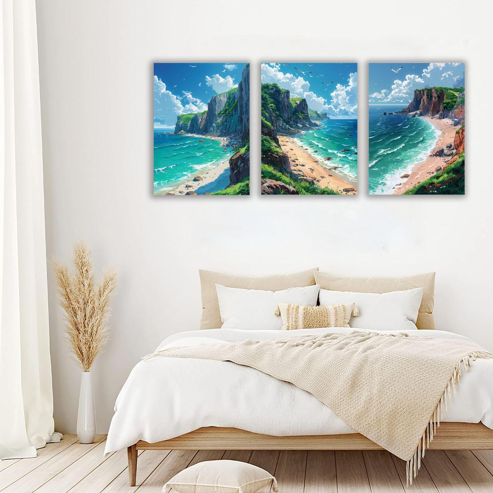 Amazon.co.jp: SHYAMIC 3枚セット 海絵 アート海 自然風景, ビーチ