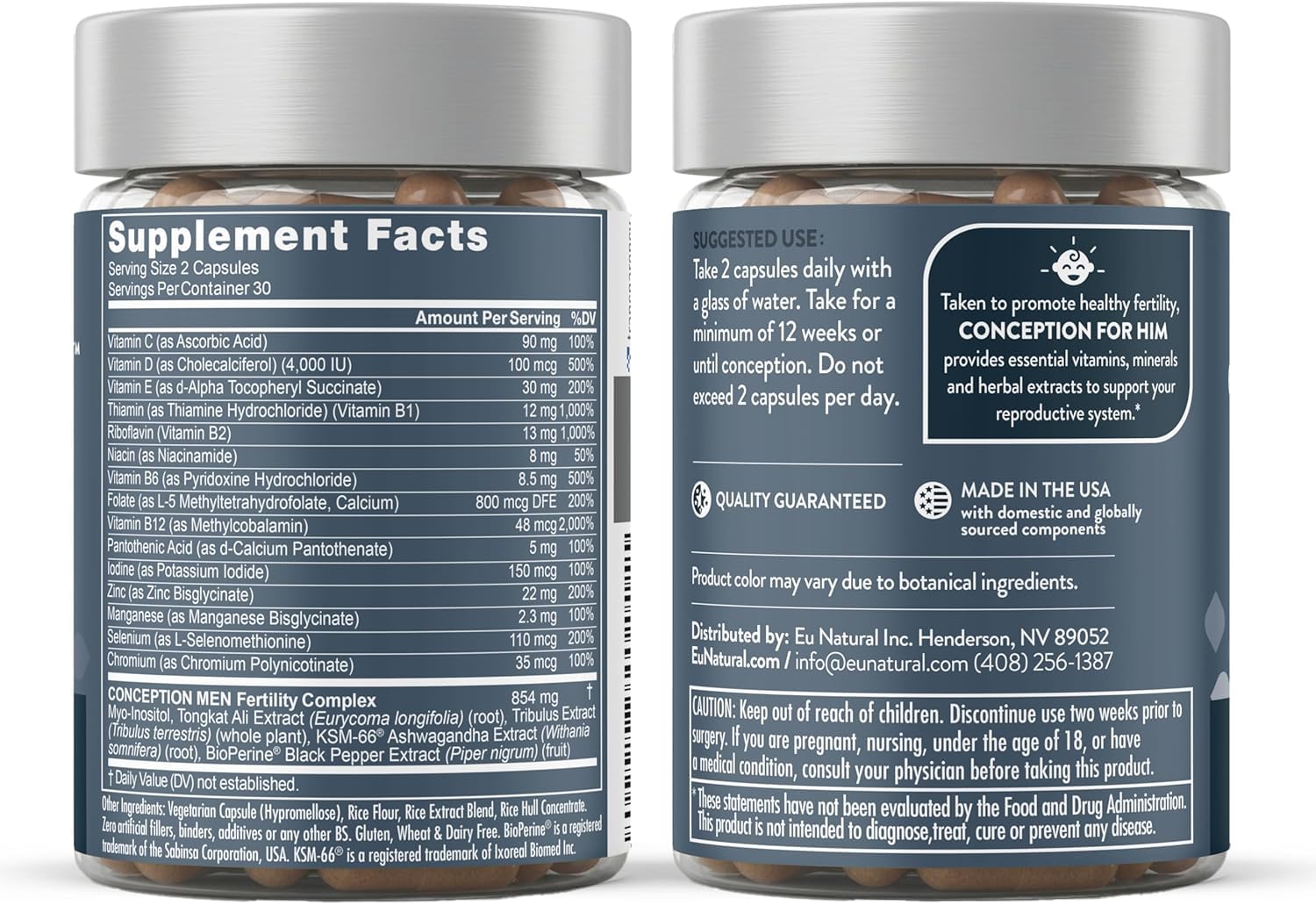 Eu Natural Conception for Him, Male Fertility Supplements, 120 Veg Capsules — Amazon image 9