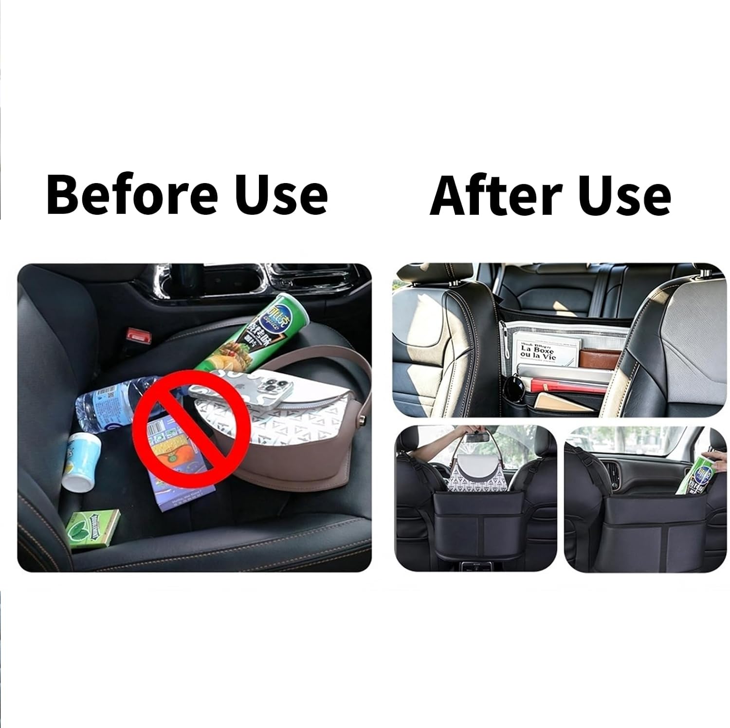 car purse holder between seats for front seat handbag storage barrier