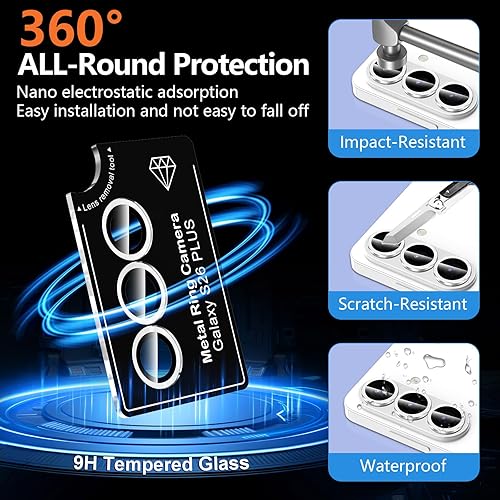 Vista 365 de para Samsung Galaxy Z Flip 7 Protector de Lente de Cámara, Cubierta de Lente de Vidrio Templado con Anillo de Metal Individual, [Fuerte Adhesión] 1