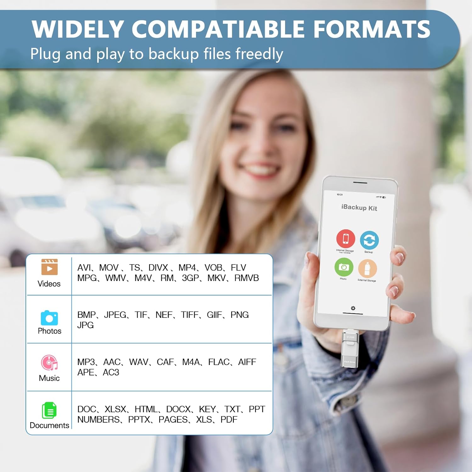 512GB Flash Drive[No App Required] Intended for Phone Tablet Androidphone and Computers, 4 in 1 Photo Stick for Phone Memory Storage Easily Backup Photos Videos（Silver）