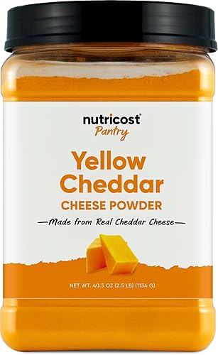 Nutricost Polvo de queso cheddar amarillo de despensa (2.5 libras por botella) - Queso en polvo ideal para cocinar, hornear, palomitas de maíz y