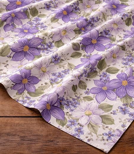 NK Textiles Floral &amp; Shell Print Pure Cotton Unstitched Fabric for Kurti, Gowns, Palazzo etc, 2 Meters, 2.5 Meters, 3 Mete...