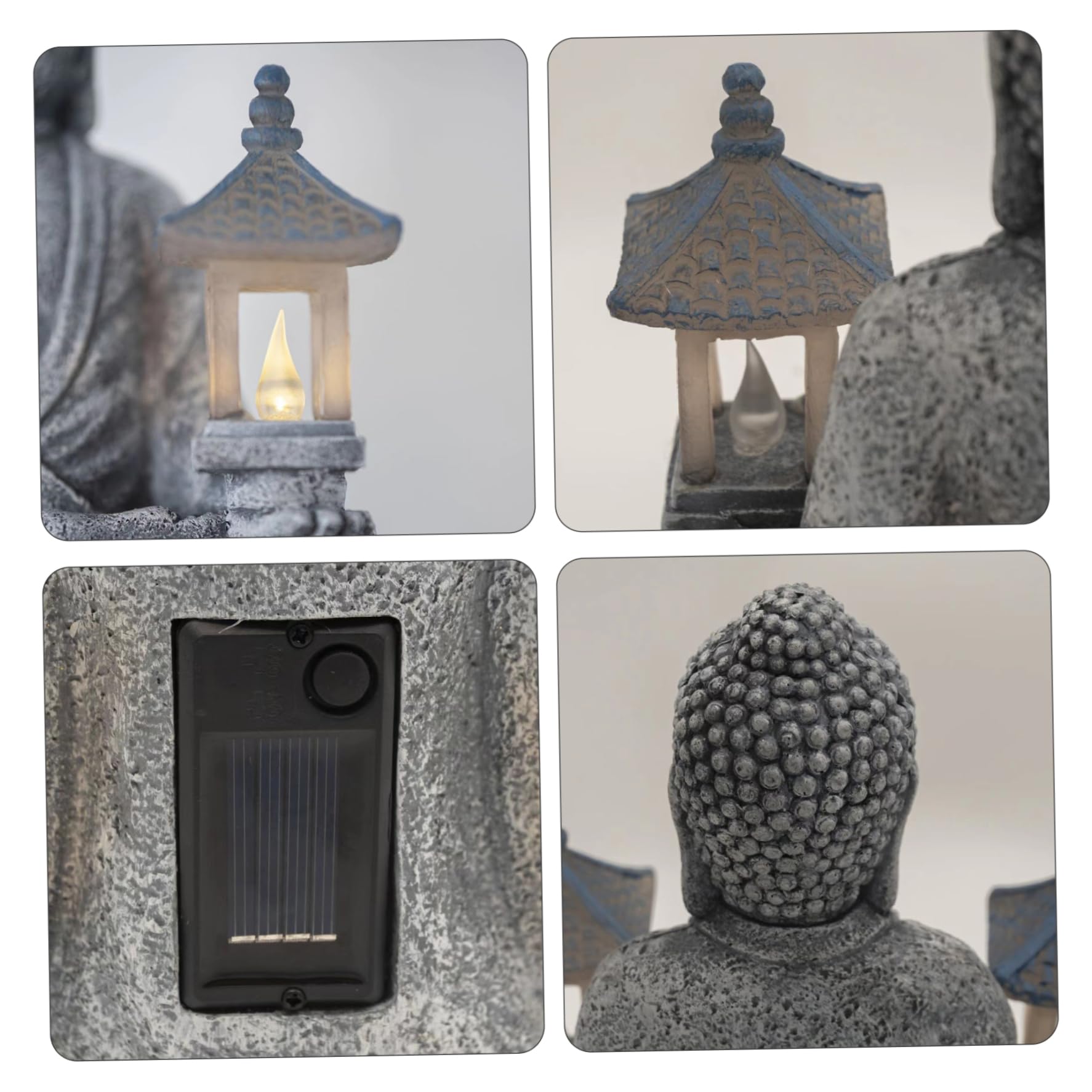 Statua da giardino Buddha per esterni, decorazione solare di Buddha con fari a LED, in resina impermeabile, per casa, patio, prato, 20,6 x 11,4 x 23,1 cm
