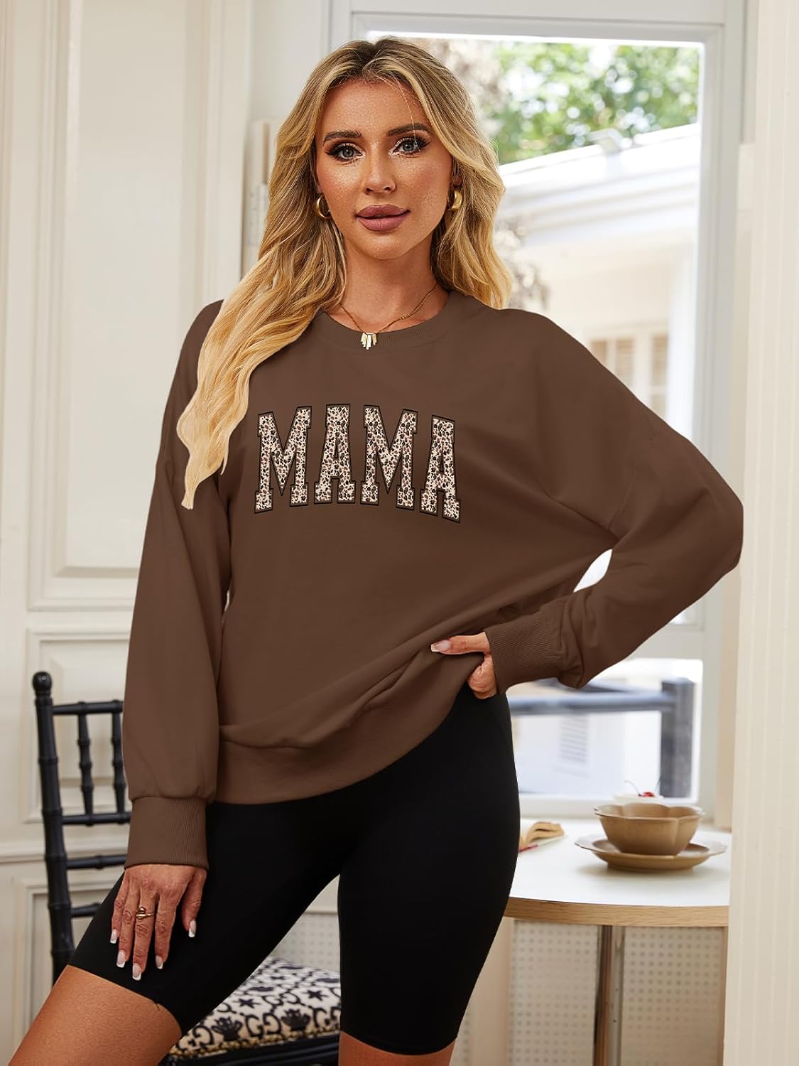 Mama Sweatshirts Oversized Crewneck Long Sleeve Mom Sweatshirt Graphic Casual Loose Fit Pullover - Image 4