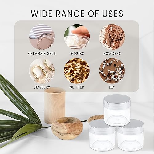 Miniatura 5 de Beauticom 1.06 oz1.0 fl oz (1 fl. oz.) Tarros de plástico transparente de doble pared a prueba de fugas con tapas superiores planas para cremas,