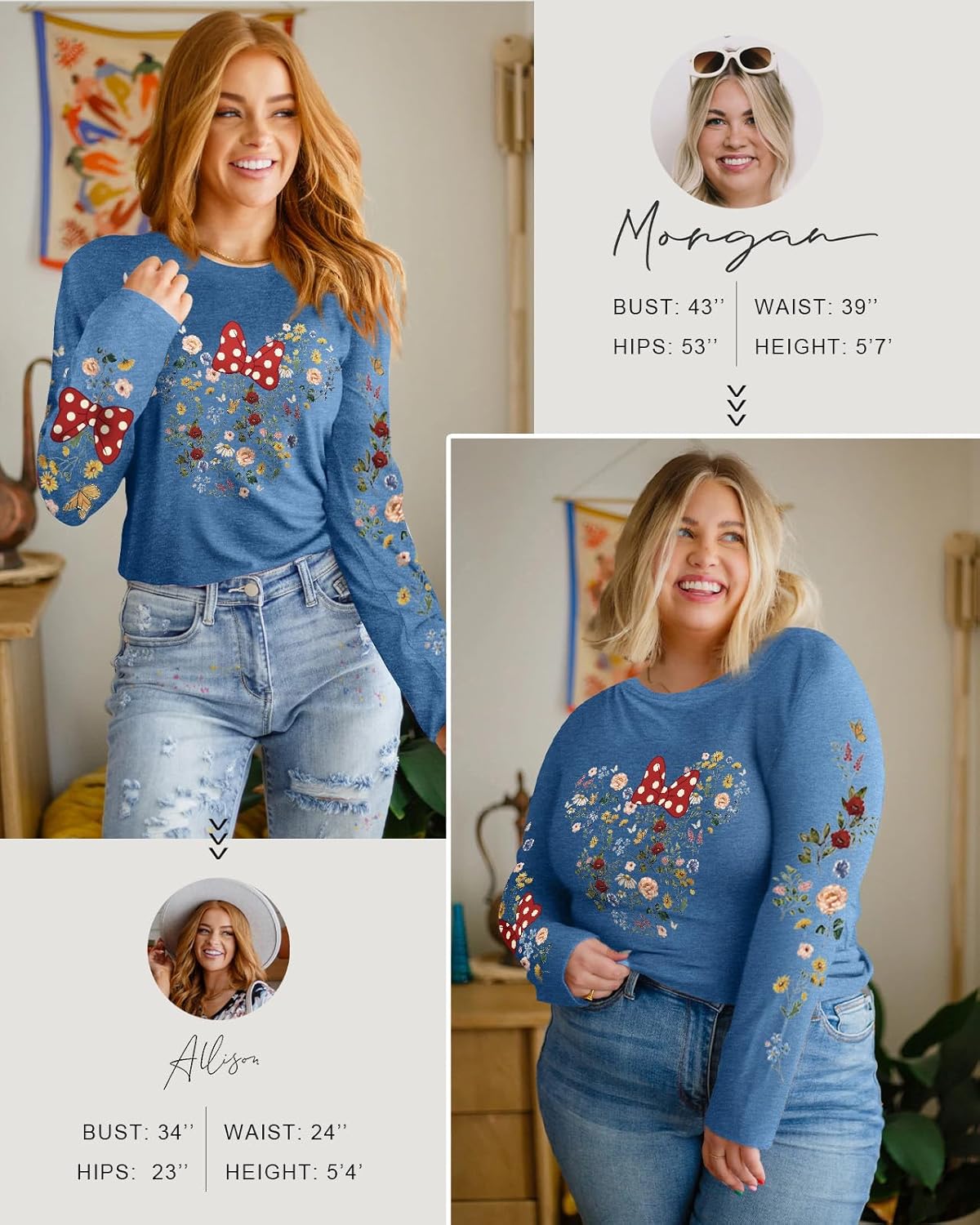 Flafens Long Sleeve T Shirts for Women - Crewneck Womens Graphic Tees Cotton Cute Cool Tshirts Teens Girls Girly - Image 4