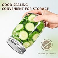 Vista 3 de GUEQUITLEX Tarros de vidrio Mason con tapas, tarro de conservas genuino de 16 oz, tarros para conservas para almacenamiento de alimentos, alimentos