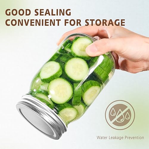 Miniatura 3 de GUEQUITLEX Tarros de vidrio Mason con tapas, tarro de conservas genuino de 16 oz, tarros para conservas para almacenamiento de alimentos, alimentos