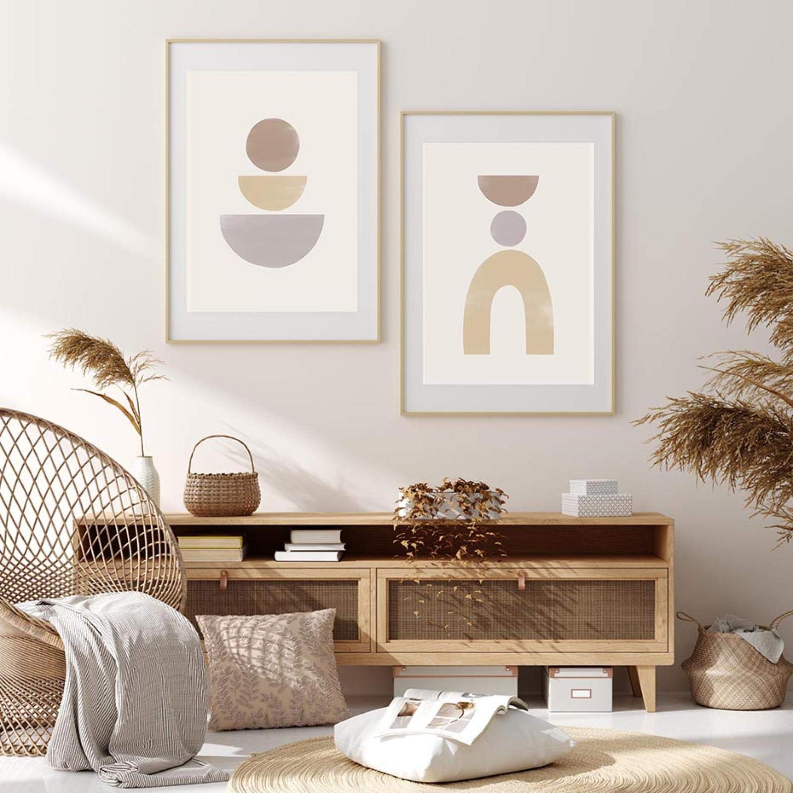 Feeby Image Panneau Déco Boho Scandi Loup 80x60 cm 1 pièce Tableaux Tableau Mural Image Moderne Photo Artistique Photographie Design Chambre Salon Cuisine Double Exposition Hiver Forêt Blanc Gris