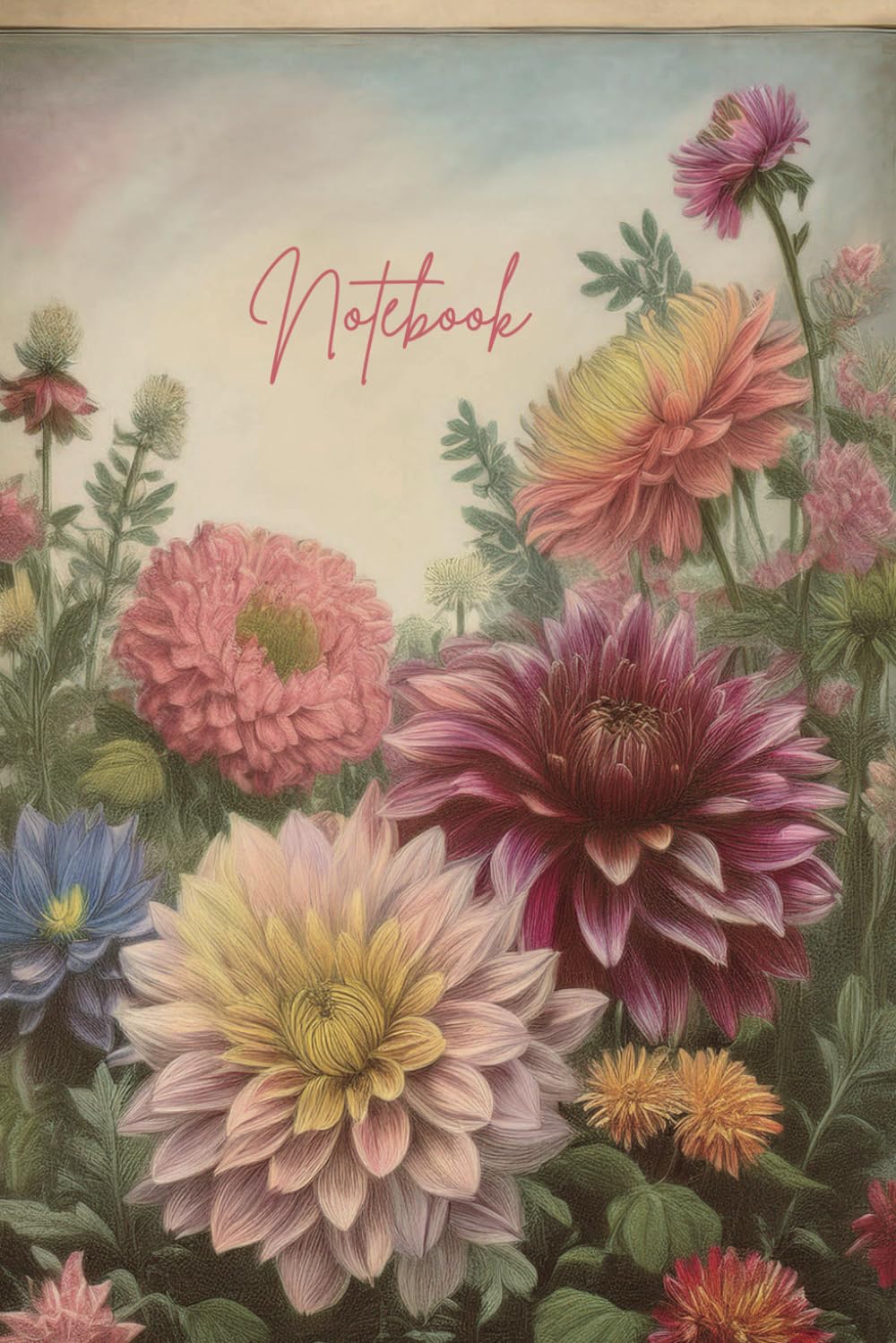 Dahlias in Bloom - 6x9 Vintage Flower-Themed Notebook, 100 pages