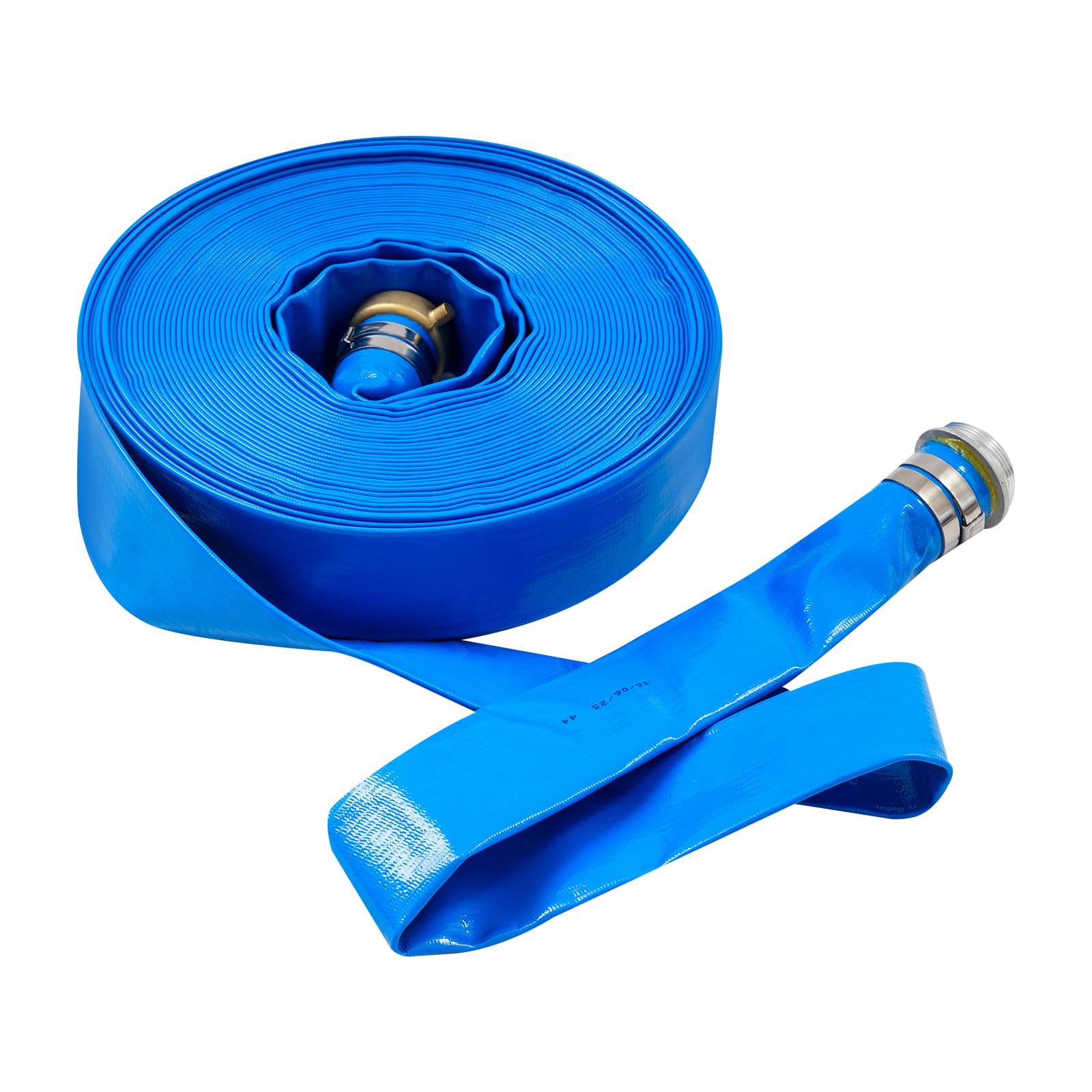 2" x 100 Ft Lay Flat Water Discharge Hose, Pool Backwash Hose, Heavy Duty Reinforced Blue PVC Lay Flat Water Pump Hose for Agricultural Irrigation, Swimming Pool & Water Transfer