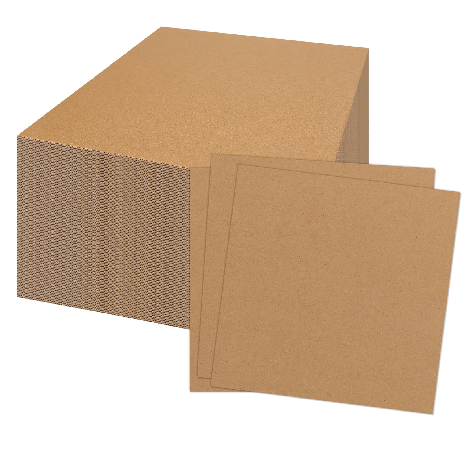 RLAVBL 100 Pack 12x12 Corrugated Cardboard Sheets, Flat Cardboard Inserts for Shipping, Mailing, Packing, DIY Crafts