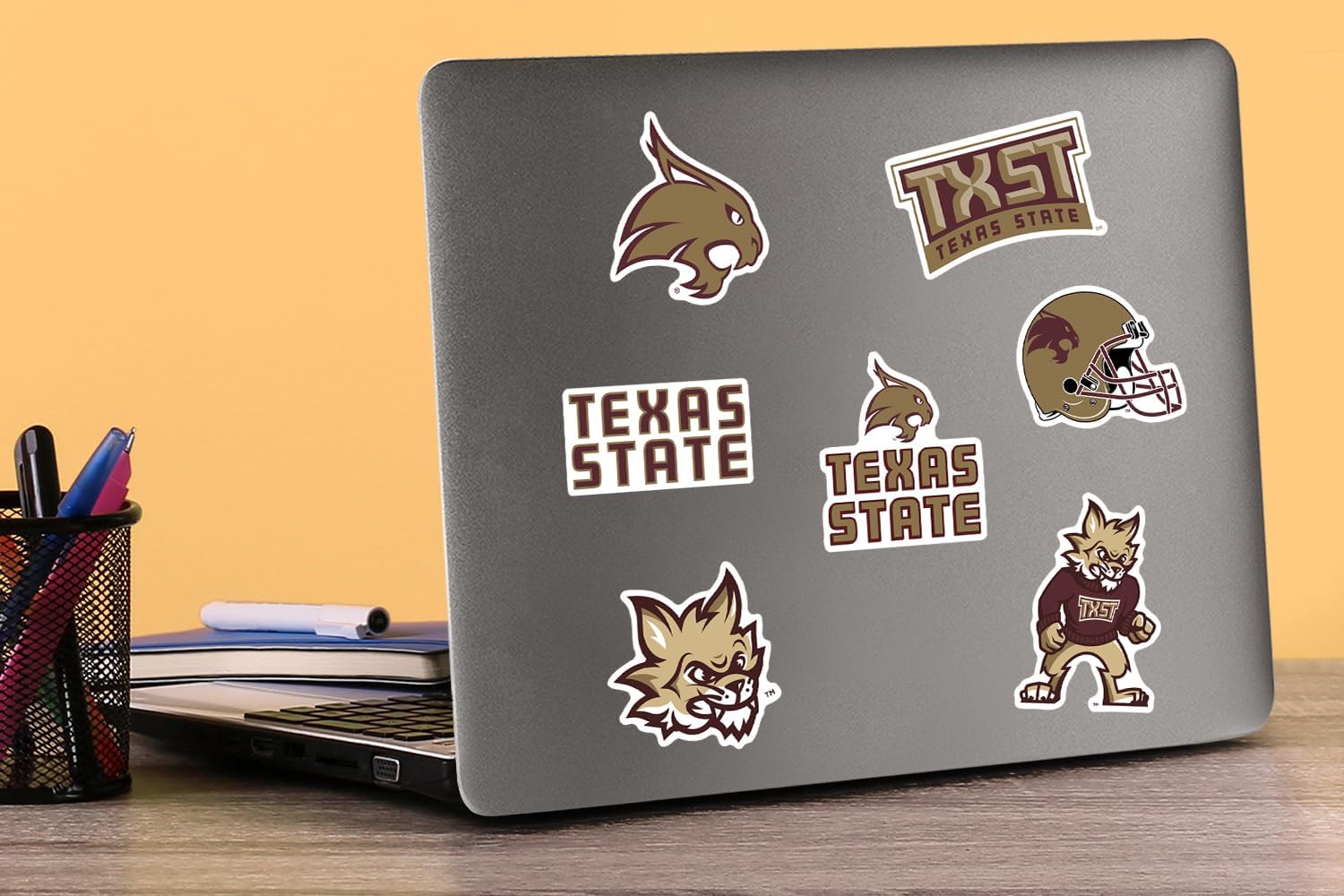 Texas State University Mixed 50ct Vinyl Sticker Pack – Large Waterproof Bobcats, TXST, Mascot & Helmet Decals for Laptops, Water Bottles, Tablets, Scrapbooks, Vehicles & More - Image 3