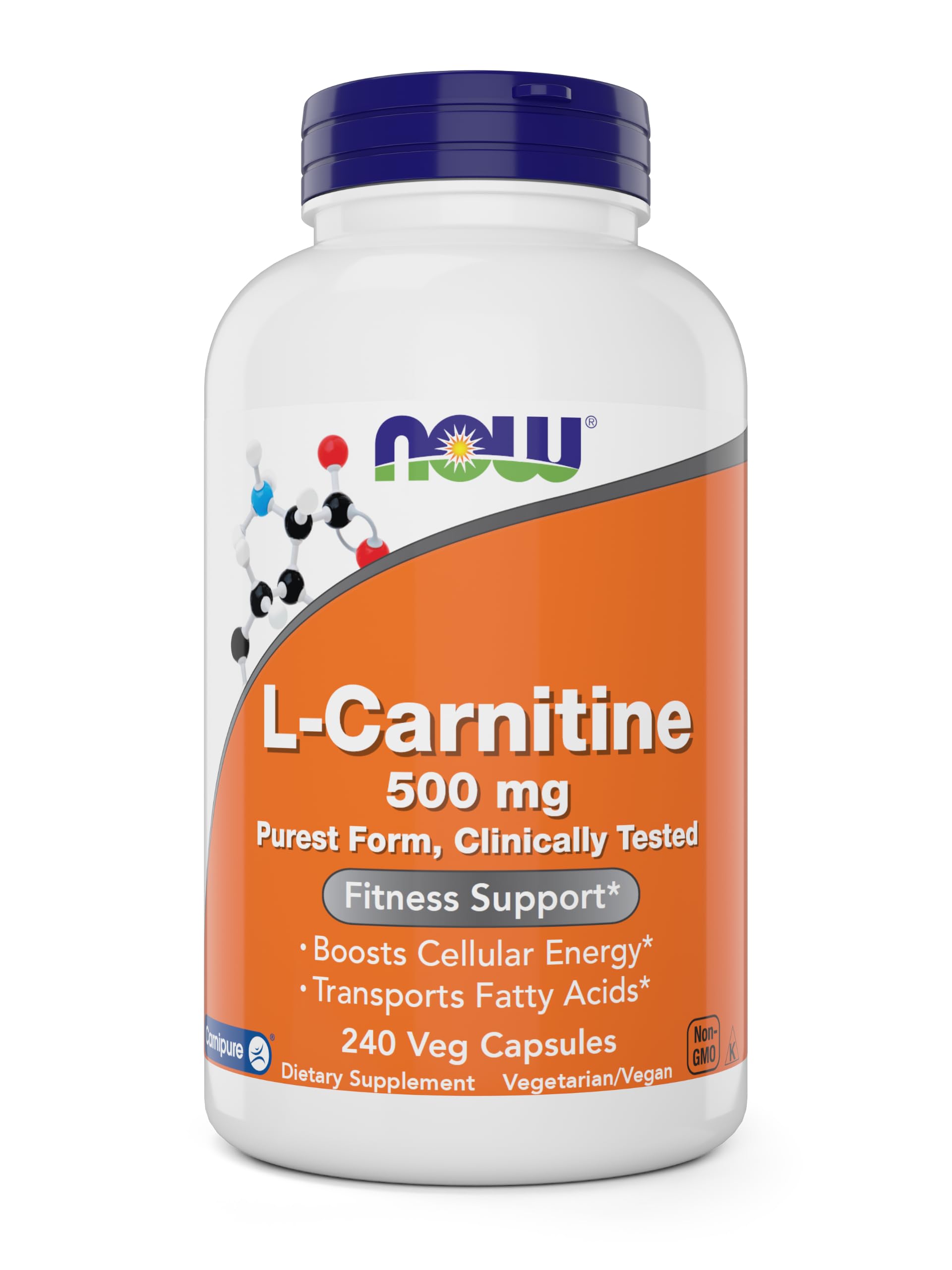 NOW Foods L-Carnitine 500 mg, 240 Vegetarian Capsules