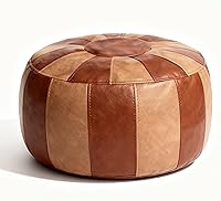 Vista 11 de Thgonwid - Puf de almacenamiento sin relleno marroquí con reposapiés otomano de asiento hecho a mano con cuero sintético, bolsa de frijoles, silla