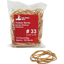 #33 Rubber Bands, All Purpose Rubber Bands, Natural Crepe, Approximately 160 Rubber Bands Per Bag, Rubber Band Measurements 3-1/2" x 1/8'' - 1/4 Pound Bag