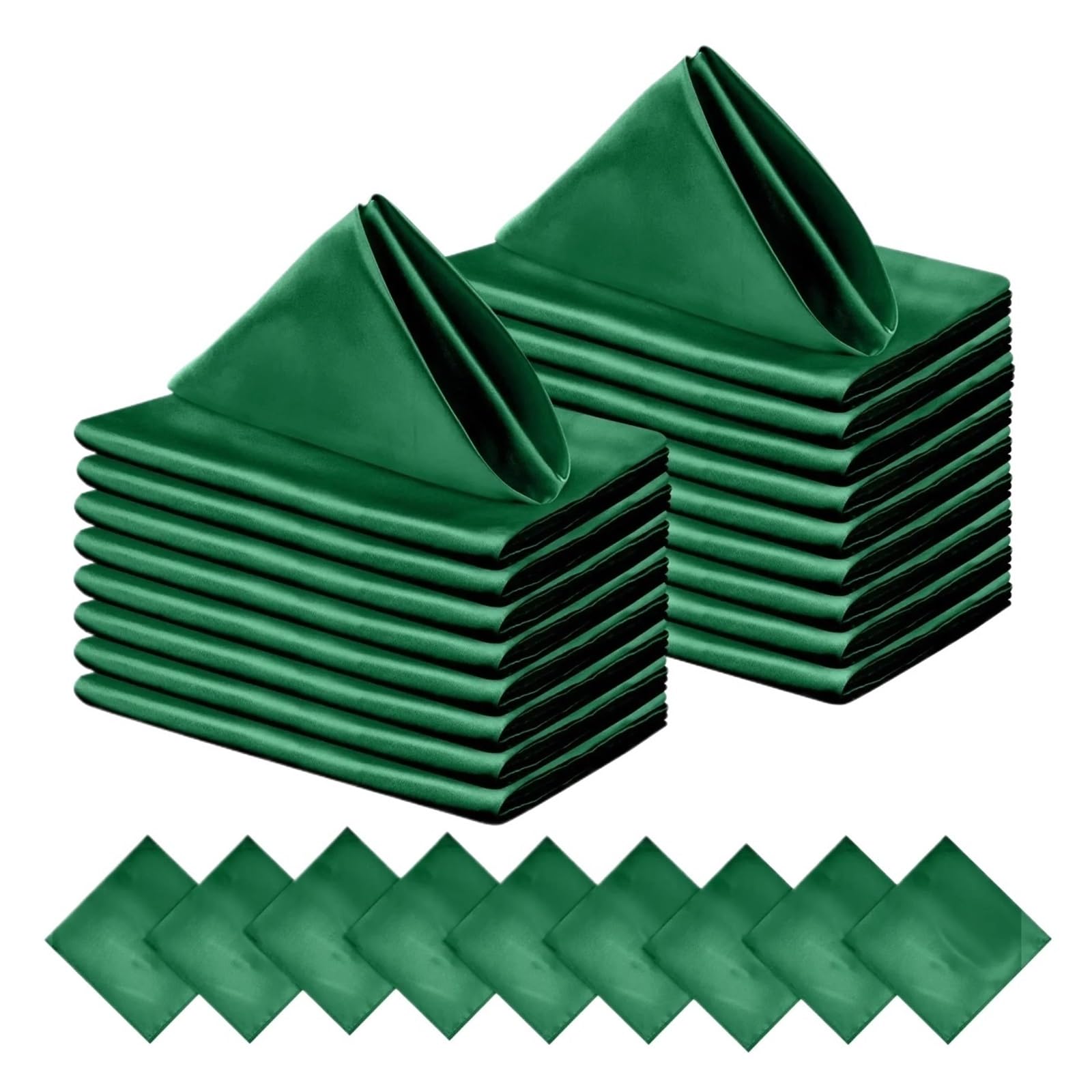Satin Dinner Napkins 60 Pack Silky Satin Napkins Square 30x30cm, Party Cloth, Dining Table Soft for Wedding(60Pcs Green)