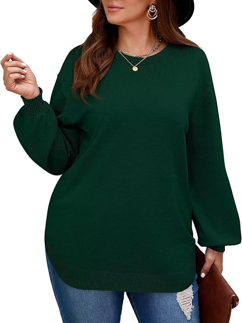 BELAROI Plus Size Sweaters for Women Long Sleeve Shirts Loose Casual Oversized Tunic Sweater Fall Outfits Curved Hem