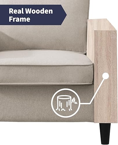Miniatura 10 de Sillón moderno, sofá individual, tapizado, cómodo sillón de lino con 4 bolsillos de almacenamiento, silla de sala de estar, dormitorio, silla para