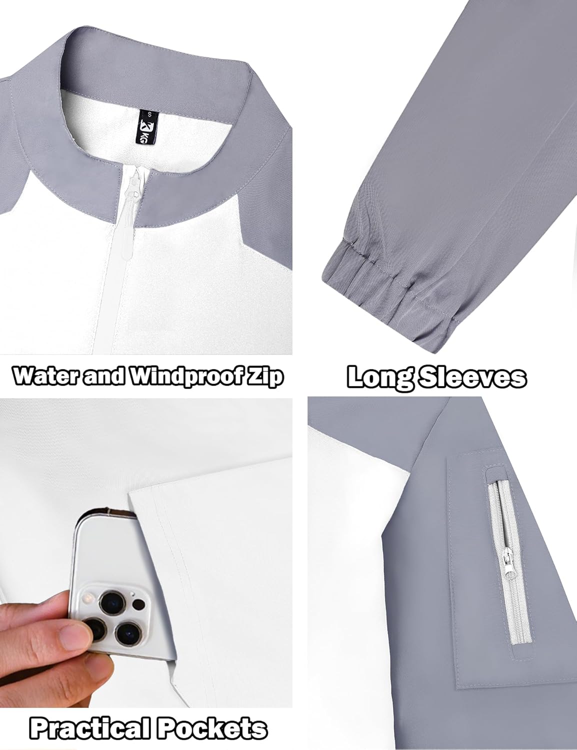 Wind and Water Resistant Cage Jacket Long Sleeve Golf Jacket Quarter Zip Pullover with Sleeve Pocket for Workout - Image 6