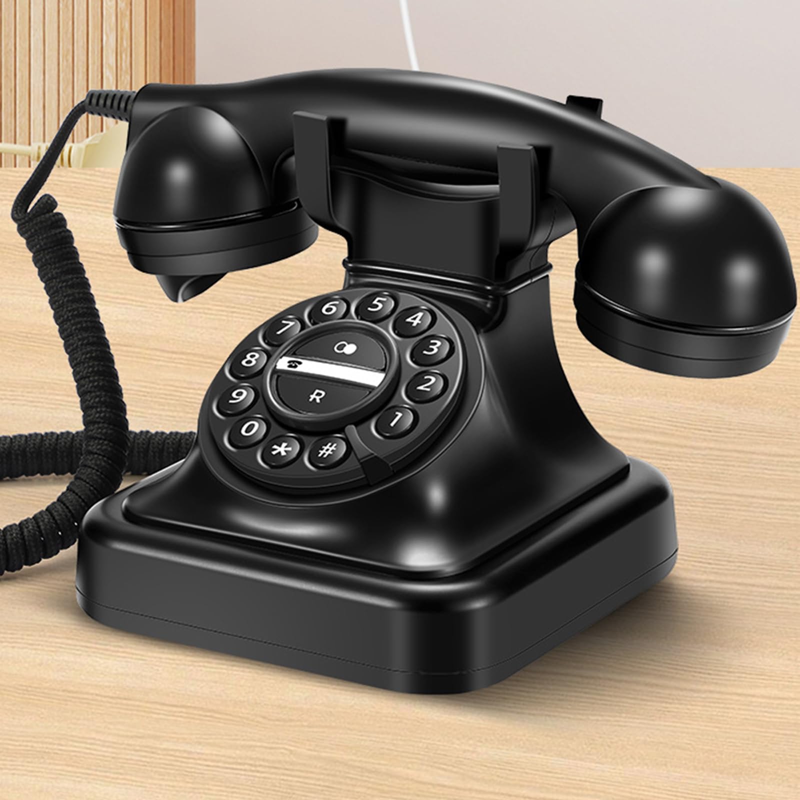 Diseño de teléfono fijo con cable, función de remarcación automática, conectores en conectores, compatibles con teléfonos de marcación de líneas estándar