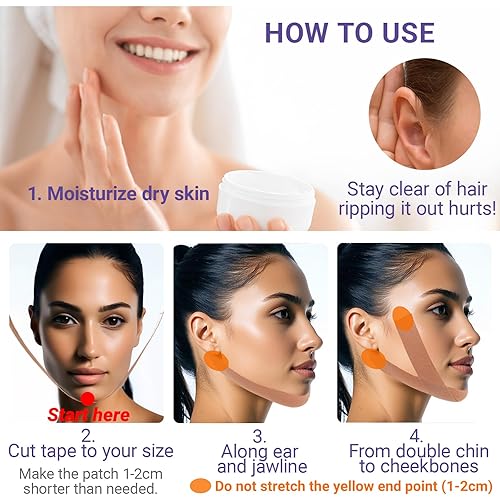 Miniatura 7 de Parches antiarrugas para la frente - Cinta facial - Cinta facial antiarrugas - Cinta antiarrugas - Línea V - Máscara facial antienvejecimiento -