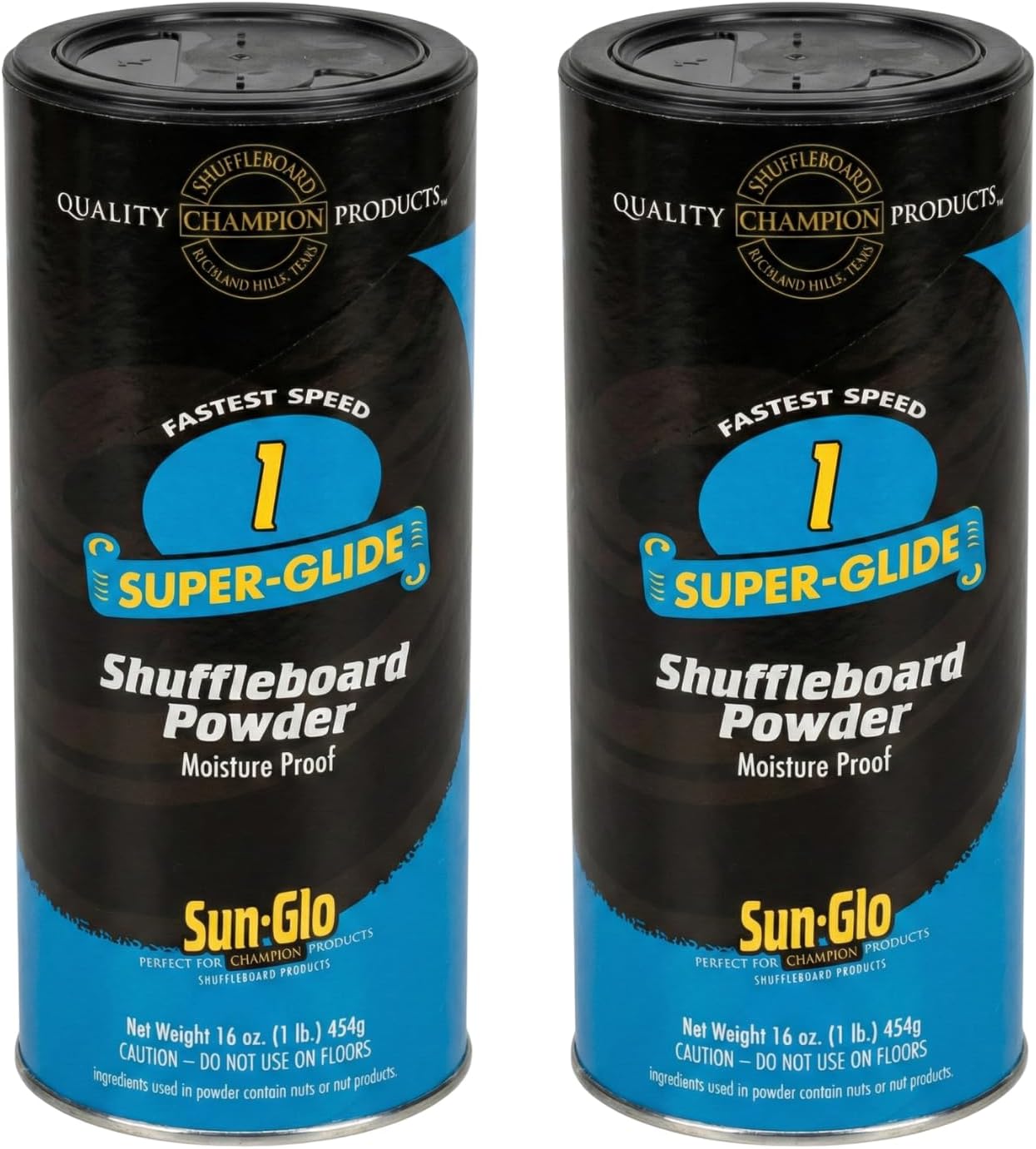 Sun-Glo Speed #1 Super Glide Shuffleboard Powder – Fastest Wax for Long & Pro Tables – Silicone Bead Shuffleboard Sand – Smooth Glide, Tournament & Game Ready – 16 oz (2 Pack)