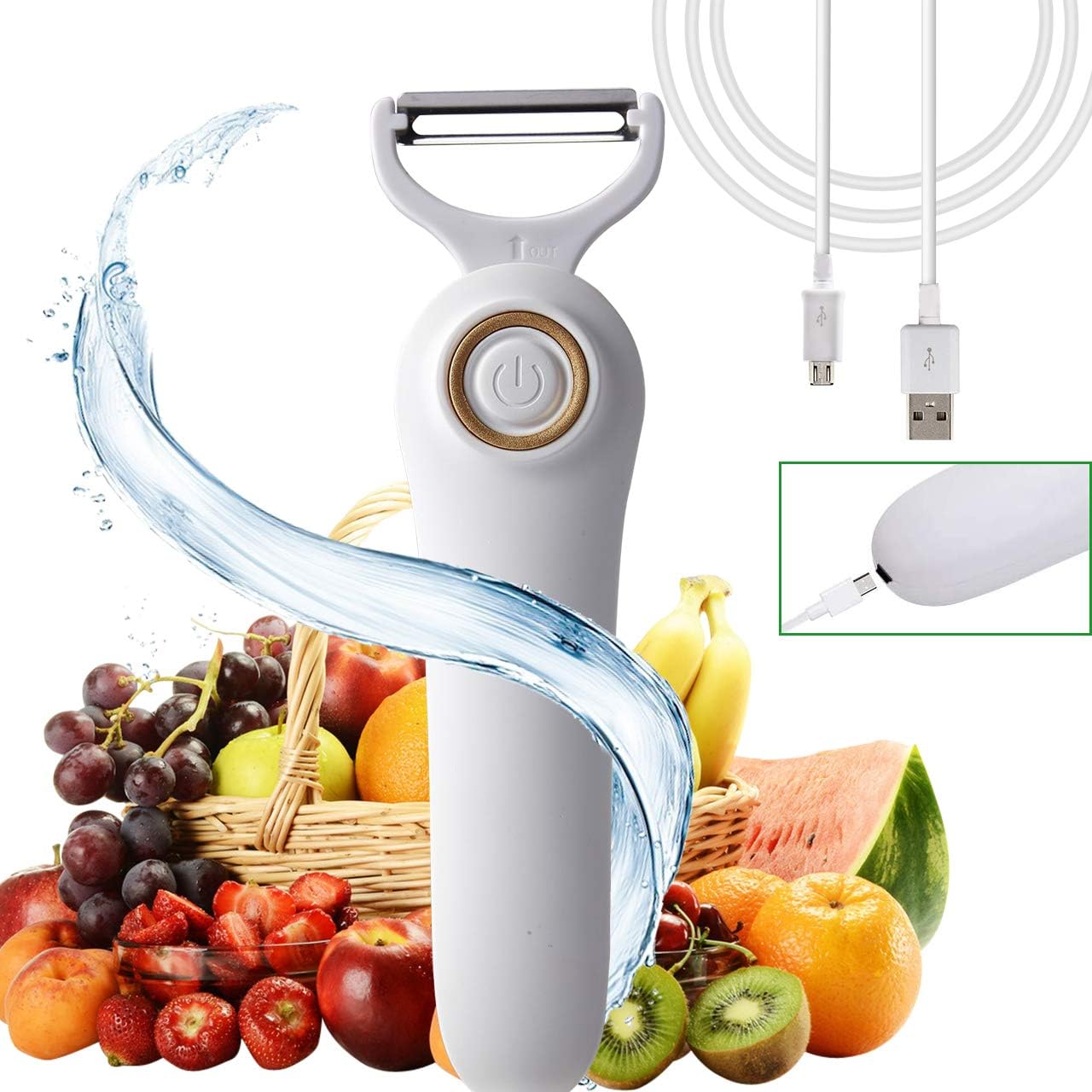 Condition photo showing New/Like New for electric potato peeler, handheld electric vegetables and fruit peeler 3-in-1 pro set, usb rechargeable kitchen gadgets for apples, potato, carrots, cucumber usb charge