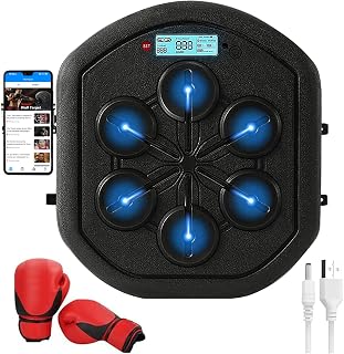 Les-Theresa LED Upgrade Music Boxing Machine,Smart Eletronic Boxing Wall Target with Gloves Bluetooth Wall Display Training Equipment for Charging for Children Adults Beginners And Professionals