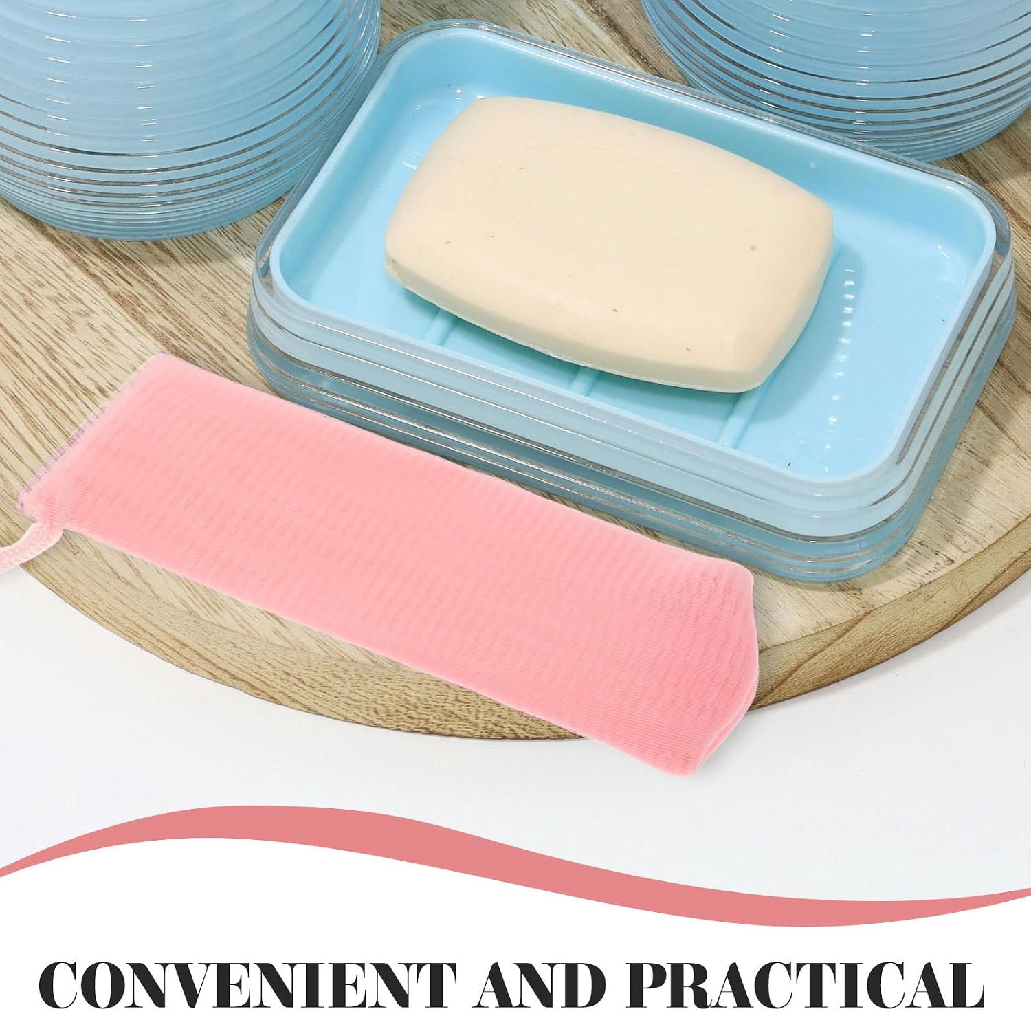 8pcs Bar Soap Pouch Six Layer Pe Foaming Net with Lanyard | Skin-friendly Feel, Comfortable Grip, Portable Use, for Face Cleansing