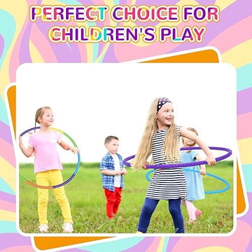 Miniatura 7 de Sratte 12 aros de juguete para niños, aro de juguete desmontable ajustable de color, aro de ejercicio, círculos de plástico para niños,