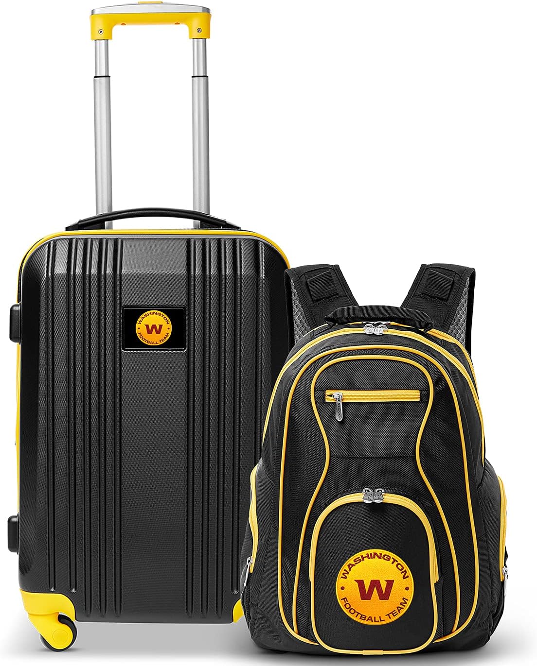 Denco Washington Football Team 2-Piece Luggage Set, Includes 21-inch Two-Tone Hardcase Spinner and 19" Laptop Backpack
