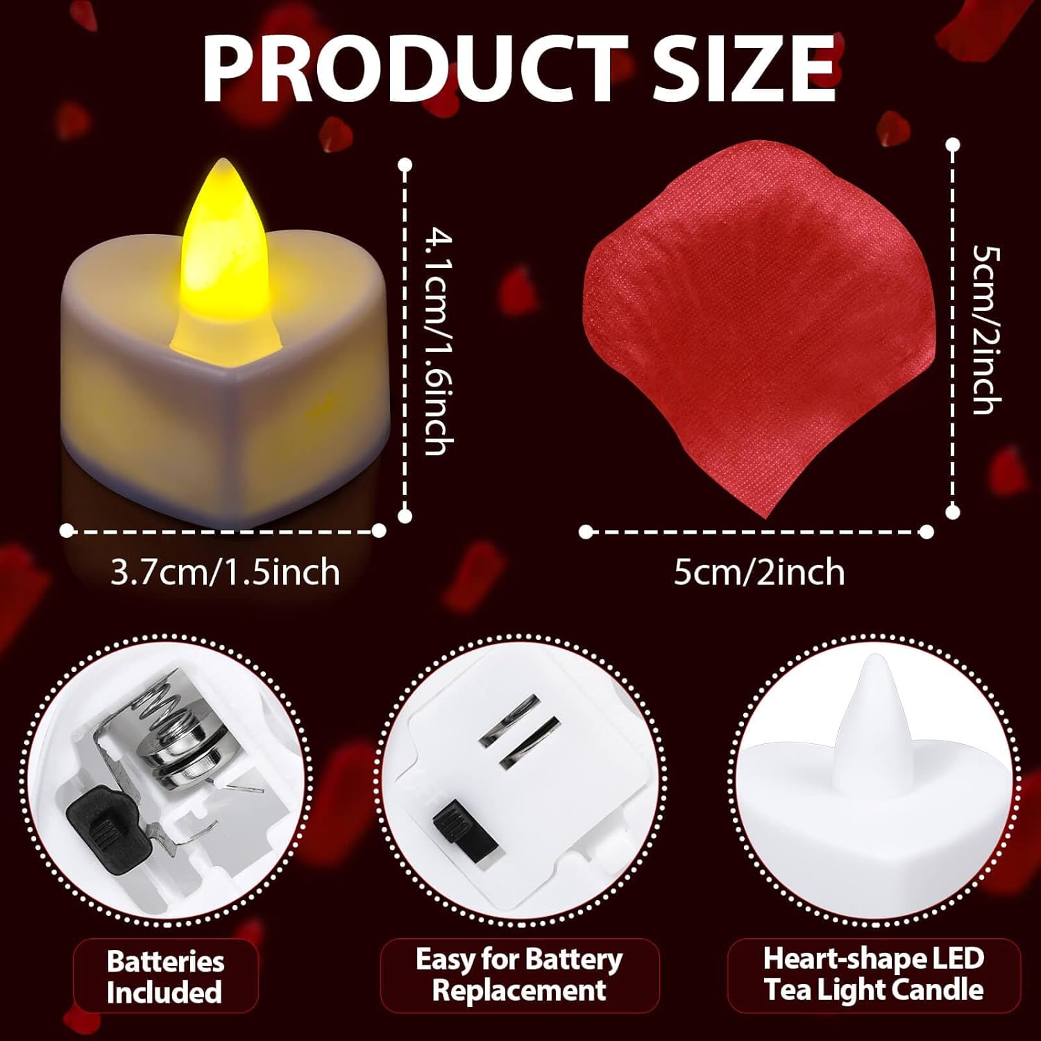 Audab Rose Petals and Candles Set for Romantic Decorations, 48 Romantic Candles with 4000 Fake Rose Petals for Special Night, Hotel Room, Date Night, Bedroom, Valentine's Day Decorations - Image 4