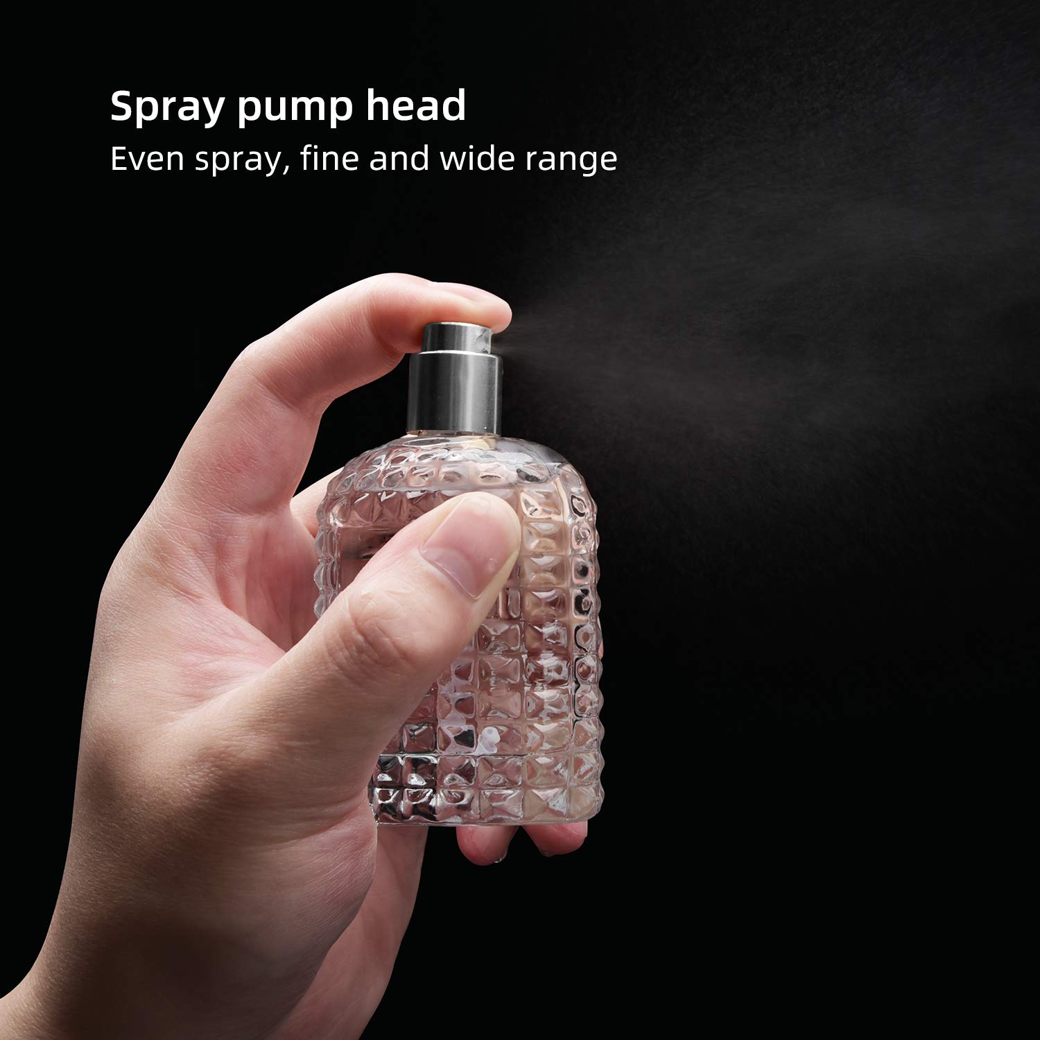 Atomizer 50ml-1.69oz Glass Spray Bottle, Refillable Clear Empty Atomizer Perfume Bottlesï¼ŒLarge capacity Sample Bottles ï¼ˆSilver)